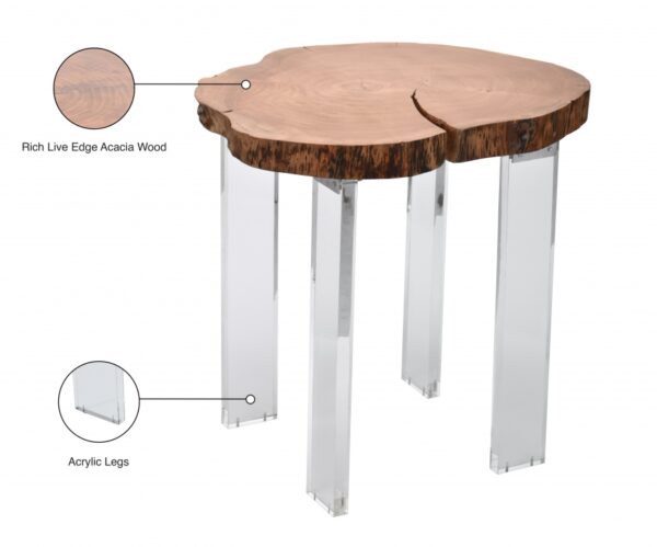 Woodland Acacia Wood Top And Acrylic Base End / Side Table