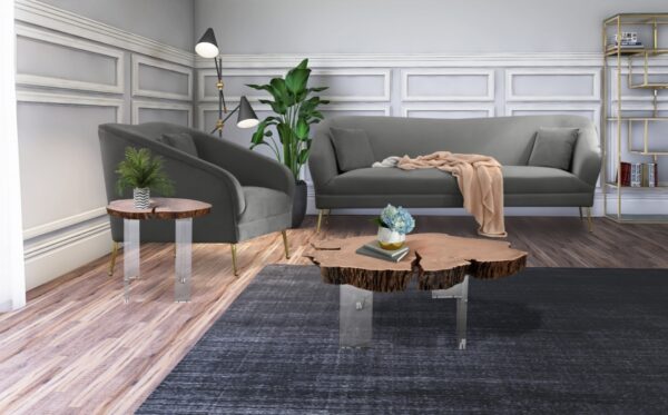 Woodland Acacia Wood Top And Acrylic Base End / Side Table