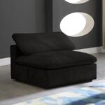 Cozy Velvet Upholstered Overstuffed Fiber Filled Comfort Comfort Armless Modular Chair