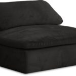 Cozy Velvet Upholstered Overstuffed Fiber Filled Comfort Comfort Armless Modular Chair