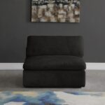Cozy Velvet Upholstered Overstuffed Fiber Filled Comfort Comfort Armless Modular Chair