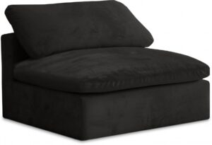 Cozy Velvet Upholstered Overstuffed Fiber Filled Comfort Comfort Armless Modular Chair