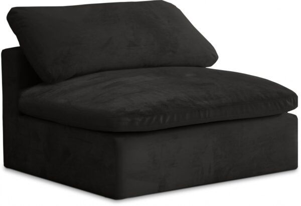 Cozy Velvet Upholstered Overstuffed Fiber Filled Comfort Comfort Armless Modular Chair