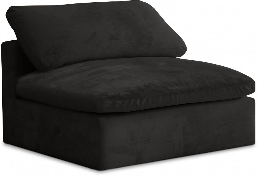 Cozy Velvet Upholstered Overstuffed Fiber Filled Comfort Comfort Armless Modular Chair