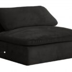 Cozy Velvet Upholstered Overstuffed Fiber Filled Comfort Comfort Armless Modular Chair