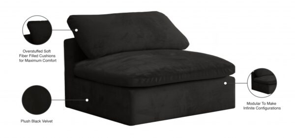 Cozy Velvet Upholstered Overstuffed Fiber Filled Comfort Comfort Armless Modular Chair