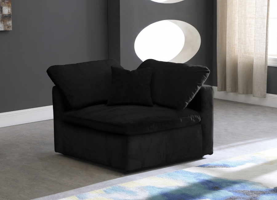 Cozy Velvet Upholstered Overstuffed Fiber Filled Comfort Comfort Corner Modular Chair