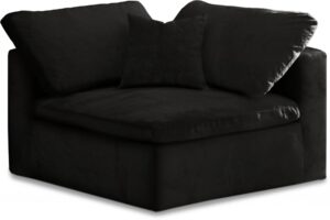 Cozy Velvet Upholstered Overstuffed Fiber Filled Comfort Comfort Corner Modular Chair