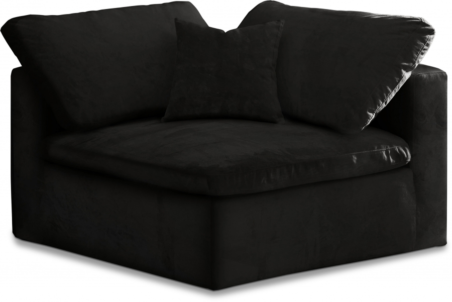 Cozy Velvet Upholstered Overstuffed Fiber Filled Comfort Comfort Corner Modular Chair