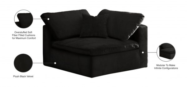 Cozy Velvet Upholstered Overstuffed Fiber Filled Comfort Comfort Corner Modular Chair