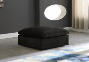 Cozy Velvet Upholstered Overstuffed Fiber Filled Comfort Comfort Modular Ottoman
