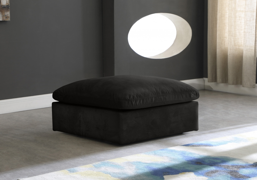 Cozy Velvet Upholstered Overstuffed Fiber Filled Comfort Comfort Modular Ottoman