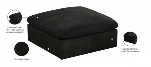 Cozy Velvet Upholstered Overstuffed Fiber Filled Comfort Comfort Modular Ottoman