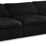 Cozy 117" Velvet Upholstered Overstuffed Fiber Filled Comfort Comfort 3pc. Armless Modular Sofa