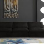 Cozy 117" Velvet Upholstered Overstuffed Fiber Filled Comfort Comfort 3pc. Armless Modular Sofa