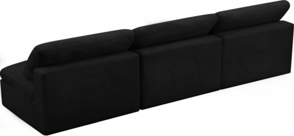 Cozy 117" Velvet Upholstered Overstuffed Fiber Filled Comfort Comfort 3pc. Armless Modular Sofa