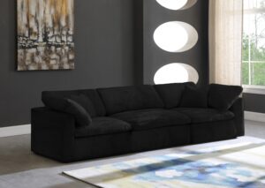 Cozy 119" Velvet Upholstered Overstuffed Fiber Filled Comfort Comfort 3pc. Modular Sofa