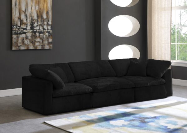 Cozy 119" Velvet Upholstered Overstuffed Fiber Filled Comfort Comfort 3pc. Modular Sofa