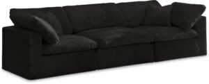 Cozy 119" Velvet Upholstered Overstuffed Fiber Filled Comfort Comfort 3pc. Modular Sofa