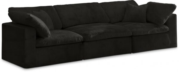 Cozy 119" Velvet Upholstered Overstuffed Fiber Filled Comfort Comfort 3pc. Modular Sofa