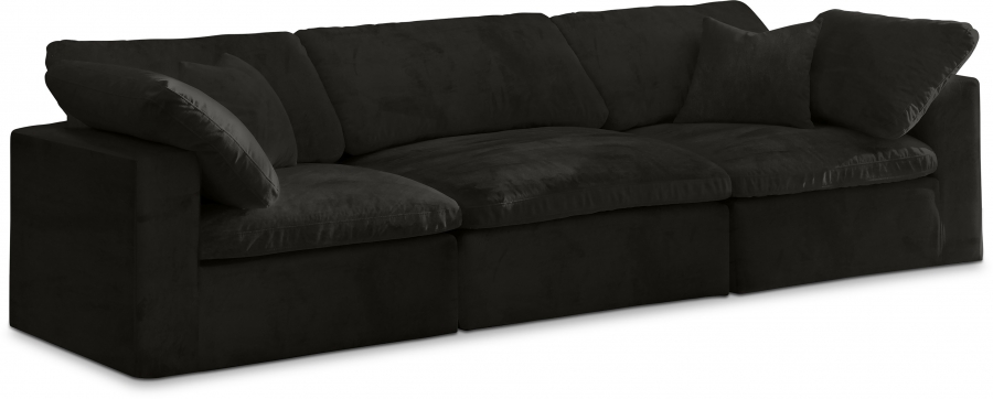 Cozy 119" Velvet Upholstered Overstuffed Fiber Filled Comfort Comfort 3pc. Modular Sofa