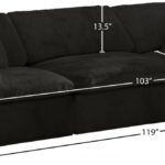 Cozy 119" Velvet Upholstered Overstuffed Fiber Filled Comfort Comfort 3pc. Modular Sofa