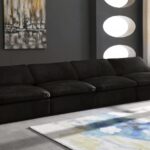 Cozy 156" Velvet Upholstered Overstuffed Fiber Filled Comfort Comfort 4pc. Armless Modular Sofa