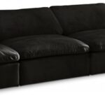 Cozy 156" Velvet Upholstered Overstuffed Fiber Filled Comfort Comfort 4pc. Armless Modular Sofa