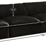 Cozy 156" Velvet Upholstered Overstuffed Fiber Filled Comfort Comfort 4pc. Armless Modular Sofa