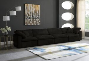 Cozy 158" Velvet Upholstered Overstuffed Fiber Filled Comfort Comfort 4pc. Modular Sofa