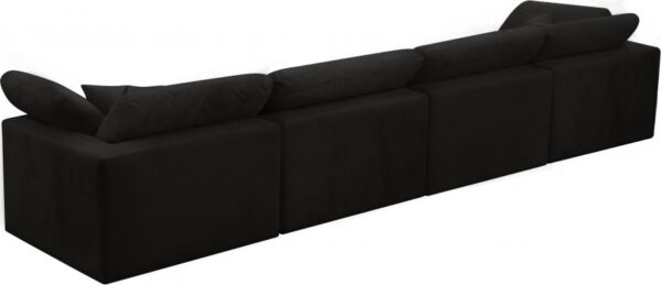 Cozy 158" Velvet Upholstered Overstuffed Fiber Filled Comfort Comfort 4pc. Modular Sofa