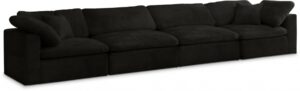 Cozy 158" Velvet Upholstered Overstuffed Fiber Filled Comfort Comfort 4pc. Modular Sofa