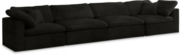 Cozy 158" Velvet Upholstered Overstuffed Fiber Filled Comfort Comfort 4pc. Modular Sofa