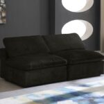 Cozy 78" Velvet Upholstered Overstuffed Fiber Filled Comfort Comfort 2pc. Armless Modular Loveseat