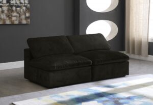 Cozy 78" Velvet Upholstered Overstuffed Fiber Filled Comfort Comfort 2pc. Armless Modular Loveseat