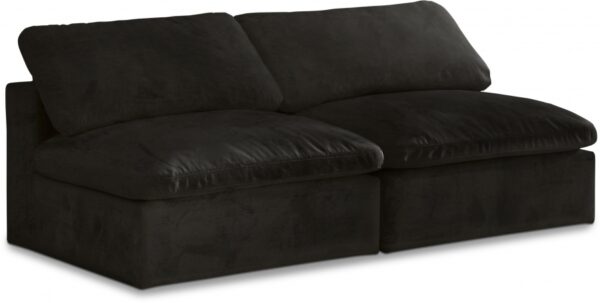 Cozy 78" Velvet Upholstered Overstuffed Fiber Filled Comfort Comfort 2pc. Armless Modular Loveseat