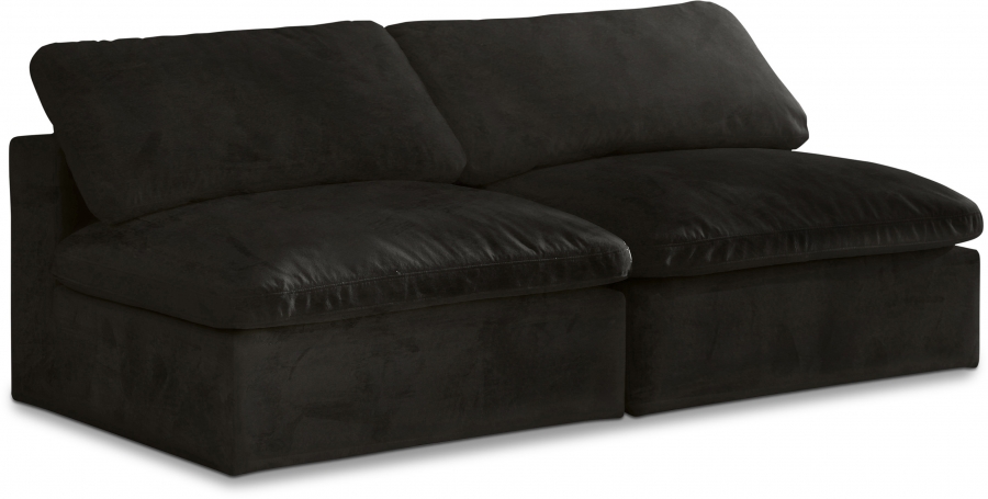 Cozy 78" Velvet Upholstered Overstuffed Fiber Filled Comfort Comfort 2pc. Armless Modular Loveseat