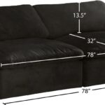 Cozy 78" Velvet Upholstered Overstuffed Fiber Filled Comfort Comfort 2pc. Armless Modular Loveseat