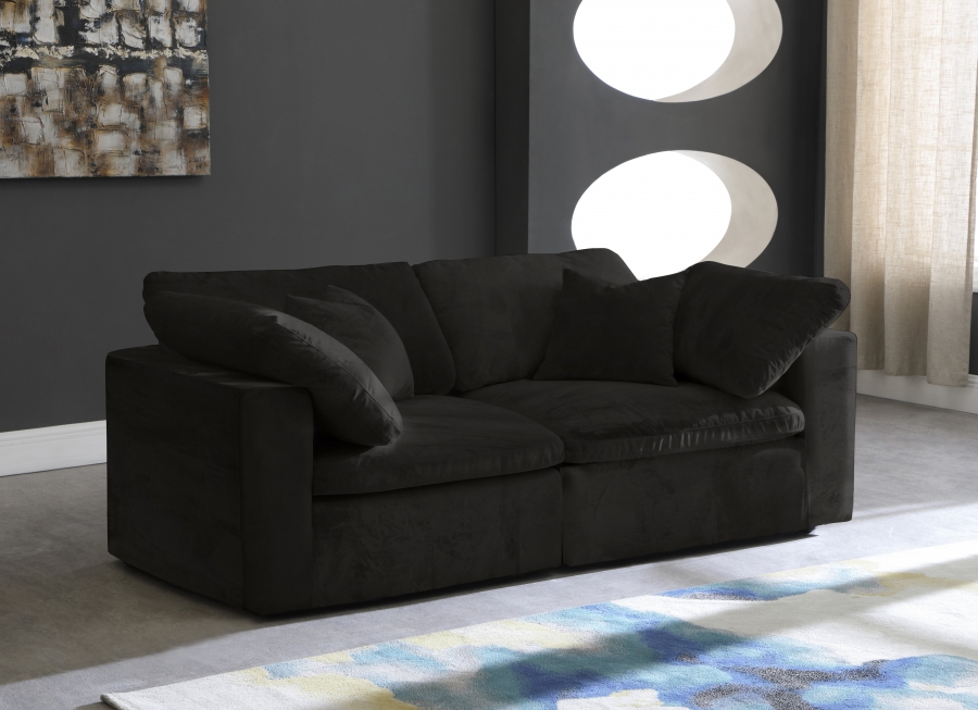 Cozy 80" Velvet Upholstered Overstuffed Fiber Filled Comfort Comfort 2pc. Modular Loveseat