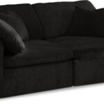 Cozy 80" Velvet Upholstered Overstuffed Fiber Filled Comfort Comfort 2pc. Modular Loveseat