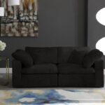 Cozy 80" Velvet Upholstered Overstuffed Fiber Filled Comfort Comfort 2pc. Modular Loveseat
