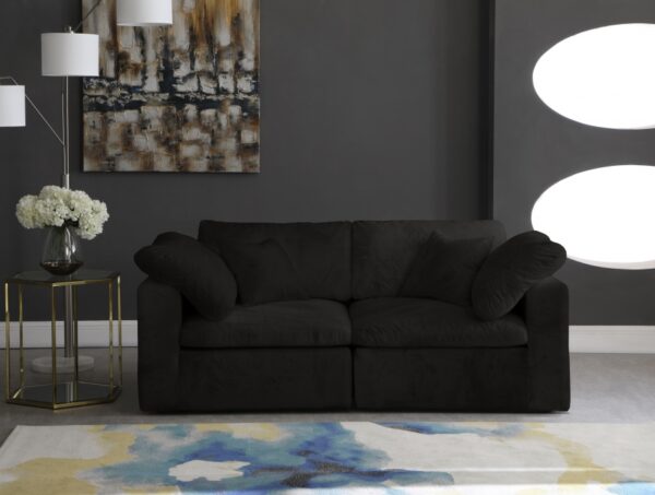 Cozy 80" Velvet Upholstered Overstuffed Fiber Filled Comfort Comfort 2pc. Modular Loveseat