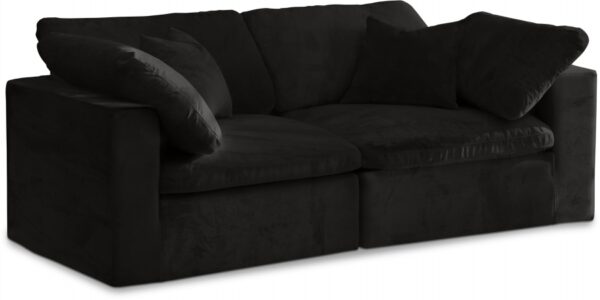 Cozy 80" Velvet Upholstered Overstuffed Fiber Filled Comfort Comfort 2pc. Modular Loveseat