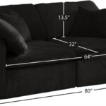 Cozy 80" Velvet Upholstered Overstuffed Fiber Filled Comfort Comfort 2pc. Modular Loveseat