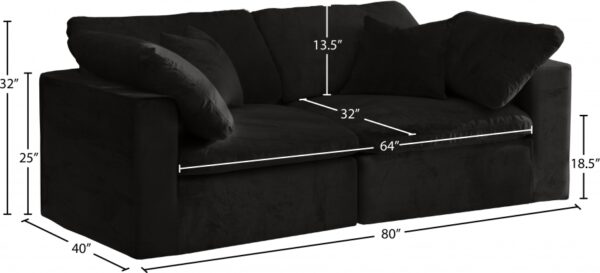 Cozy 80" Velvet Upholstered Overstuffed Fiber Filled Comfort Comfort 2pc. Modular Loveseat