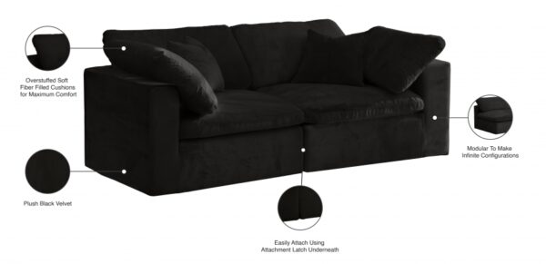 Cozy 80" Velvet Upholstered Overstuffed Fiber Filled Comfort Comfort 2pc. Modular Loveseat