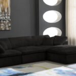 Cozy 119" Velvet Upholstered Overstuffed Fiber Filled Comfort Comfort 4pc. Modular Sectional