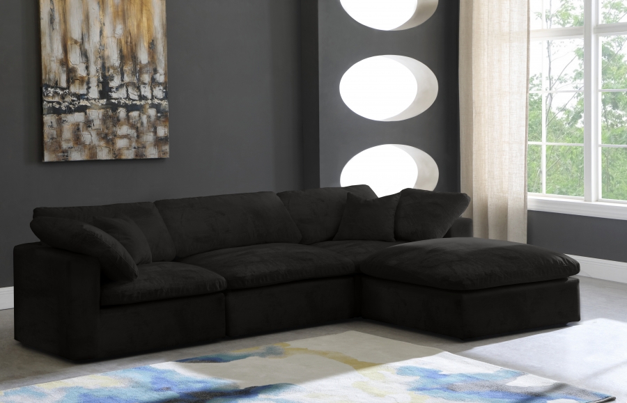 Cozy 119" Velvet Upholstered Overstuffed Fiber Filled Comfort Comfort 4pc. Modular Sectional