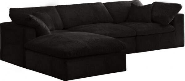 Cozy 119" Velvet Upholstered Overstuffed Fiber Filled Comfort Comfort 4pc. Modular Sectional