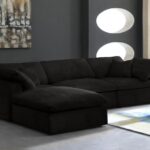 Cozy 119" Velvet Upholstered Overstuffed Fiber Filled Comfort Comfort 4pc. Modular Sectional